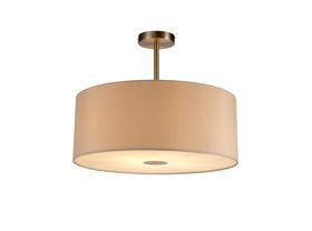 DK0264  Baymont 50cm Semi Flush 1 Light Satin Nickel, Nude Beige/Moonlight, Frosted Diffuser